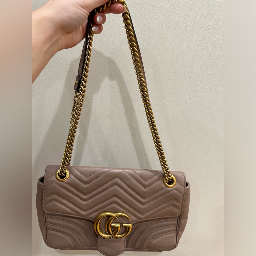 GG Marmont Medium Shoulder Bag Dusty Pink Leather